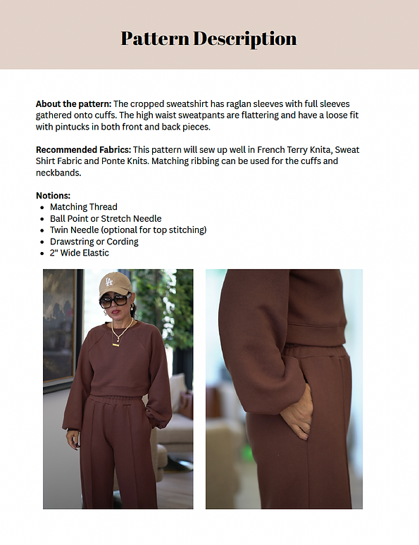 PDF Pattern: Raglan Sweatshirt & Pintuck Sweatpants (Sew Along Included)