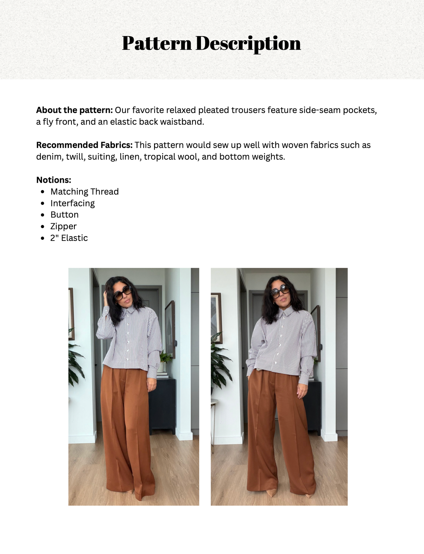 Pleated Trouser Pattern w/ Sew Along
