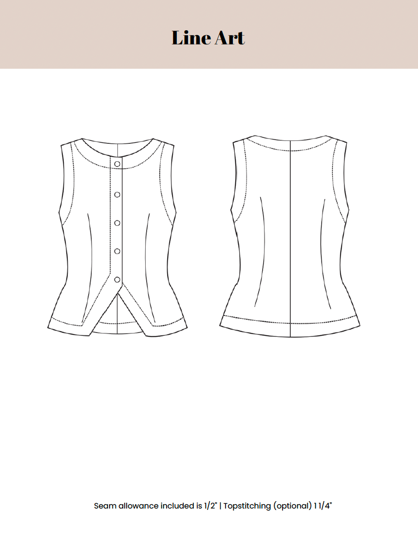 PDF Pattern: Fully Lined Vest (Sew Along Included)